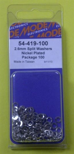 Mode 54-419-100 2.6mm Nickel Plated Split Lockwasher (Metric) 100/Pack