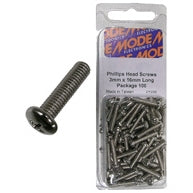 Mode 54-424-100 3mm x 14mm Nickel Plated Round Phillips Head Bolts / Screws (Metric) 100/Pack