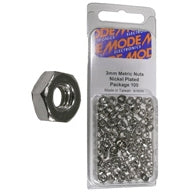 Mode 54-426-100 3mm Nickel Plated Nuts (Metric) 100/Pack