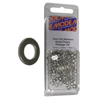 Mode 54-427-100 3mm Nickel Plated Flat Washers (Metric) 100/Pack