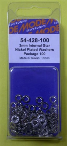 Mode 54-428-100 3mm Nickel Plated Internal Star Lockwasher (Metric) 100/Pack