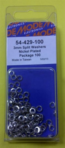 Mode 54-429-100 3mm Nickel Plated Split Lockwasher (Metric) 100/Pack
