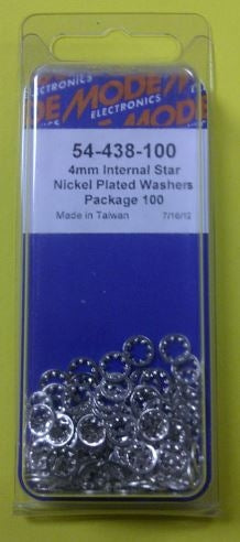 Mode 54-438-100 4mm Nickel Plated Internal Star Lockwasher (Metric) 100/Pack