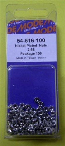 Mode 54-516-100 #2 Nickel Plated Nuts (Unc) 100/Pack