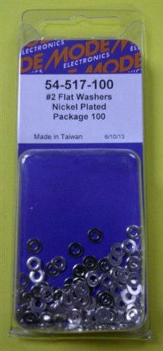 Mode 54-517-100 #2 Nickel Plated Flat Washers (Unc) 100/Pack