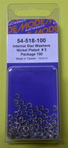 Mode 54-518-100 #2 Nickel Plated Internal Star Lockwasher (Unc) 100/Pack