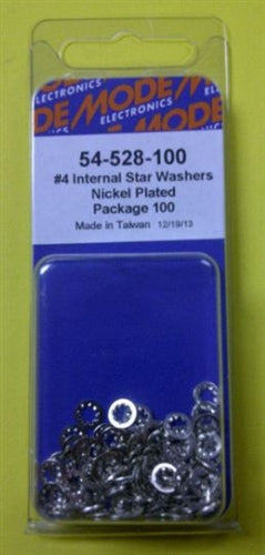 Mode 54-528-100 #4 Nickel Plated Internal Star Lockwasher (Unc) 100/Pack