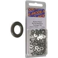 Mode 54-537-100 #6 Nickel Plated Flat Washers (Unc) 100/Pack
