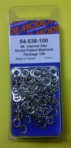 Mode 54-538-100 #6 Nickel Plated Internal Star Lockwasher (Unc) 100/Pack