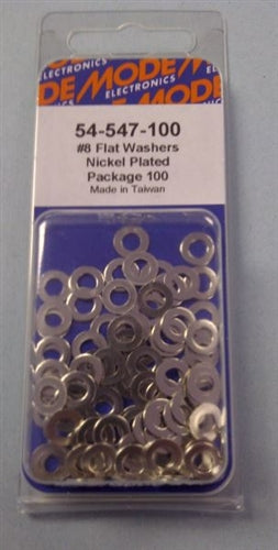 Mode 54-547-100 #8 Nickel Plated Flat Washers (Unc) 100/Pack