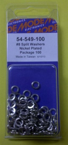 Mode 54-549-100 #8 Nickel Plated Split Lockwasher (Unc) 100/Pack