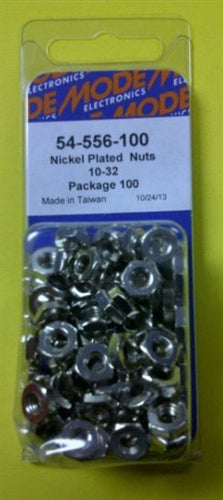Mode 54-556-100 #10 Nickel Plated Nuts (Unc) 100/Pack