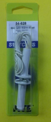 NTE 54-628 Resessed Mount Magnetic Reed Switch, 10W/Va SPST-NO, 3/8" White with 18" Leads, for Closed Loop Alarm System