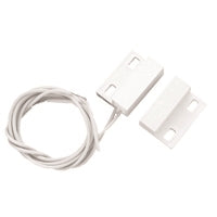 NTE 54-632 Magnetic Reed Switch, 10W/Va SPST-NO, Adhesive & Screw Mount, White W/18" Leads, for Closed Loop Alarm System