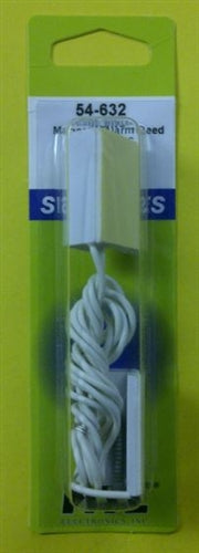 NTE 54-632 Magnetic Reed Switch, 10W/Va SPST-NO, Adhesive & Screw Mount, White W/18" Leads, for Closed Loop Alarm System