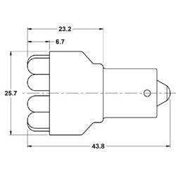 Mode 55-256W-0 White LED Cluster, Single Contact Replacement Lamp/Bulb, 12VDC 10800MCD 15mm Bayonet Base