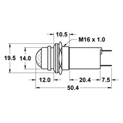 Mode 55-342-1 T3-1/4 (10mm) Bayonet Base Lamp Holder with Red Lens