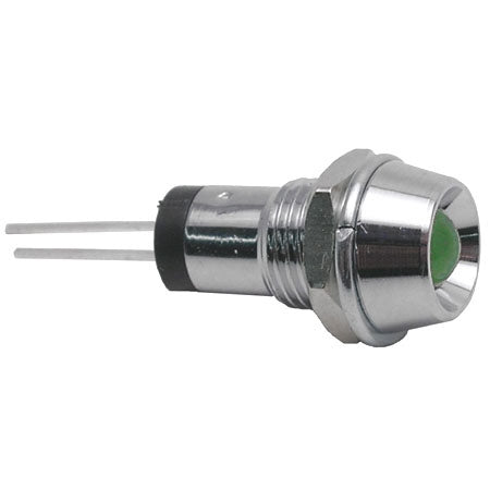 Mode 55-433-0 Chrome Plated Green LED Indicator Bezel, ** Require Resistor to Limit Current **