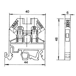 Mode 58-400-0 DIN Rail Mount Terminal Block 30A/600VAC, Suitable for Wire 22AWG to 10AWG