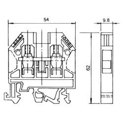 Mode 58-404-0 DIN Rail Mount Terminal Block 60A/600VAC, Suitable for Wire 6AWG to 18AWG