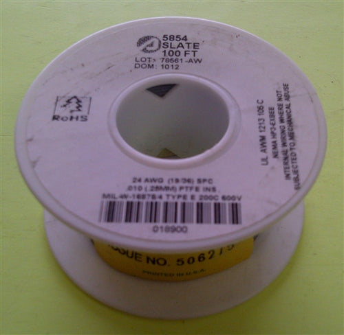 Alpha 24AWG Teflon Gray Hookup Wire (100 Feet) 5854-100GRY (-60C - 200C)