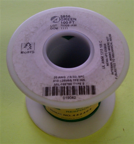 Alpha 20AWG Teflon Green Hookup Wire (100 Feet) 5856-100GRN (-60C - 200C)