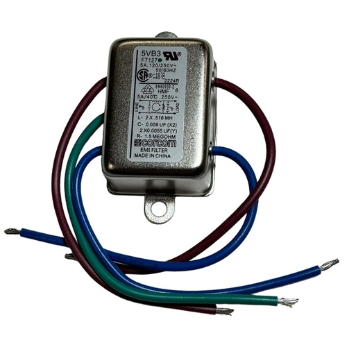 Corcom 5VB3 Wire Lead Power Line RFI Filter, General Purpose, 250VAC 5A, Single Phase, Chassis Mount