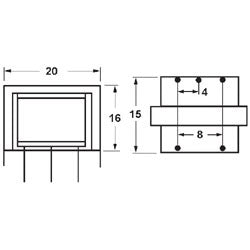 Mode 60-281-1 Audio Transformer, Primary: 500 Ohm Center-Tapped, Secondary: 8 Ohm