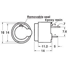 Mode 61-224-0 PC Mount Magnetic Buzzer, 8-16VDC 90dB 16mm