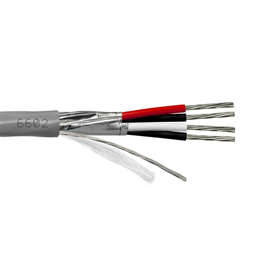 Provo 6602 Multi-Pair Cable 24AWG 4 Conductor (2 Pair) Stranded TC, Shielded, Gray PVC, CMG/FT4 CSA/UL (300M = Full Box)