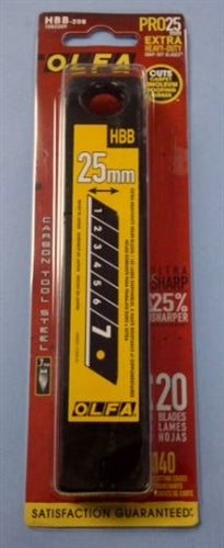 OLFA 689-31 25mm Ultra-Sharp Black Snap Knife Blade, 20/Pack (HBB-20B, #1082209)