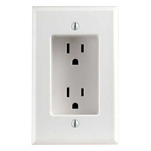 Leviton 689-W 15 Amp 1-Gang Recessed Duplex Receptacle, Residential Grade, with Screws Mounted to Housing, White