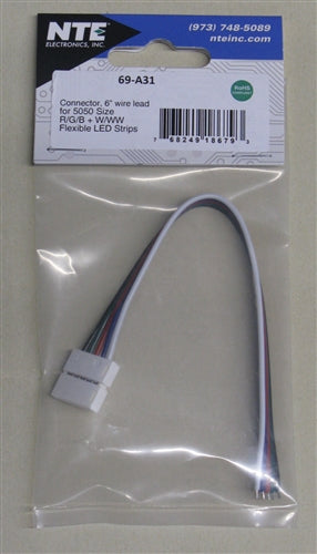 NTE Rgb+w/Ww Connector with 6 Inch Wire Leads 69-A31