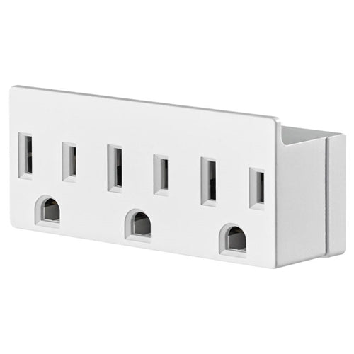 Leviton 697-W Indoor Grounded Single-To-Triple Adapter, NEMA 5-15P 125VAC 15A, White