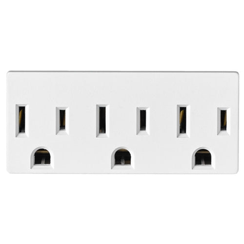 Leviton 697-W Indoor Grounded Single-To-Triple Adapter, NEMA 5-15P 125VAC 15A, White