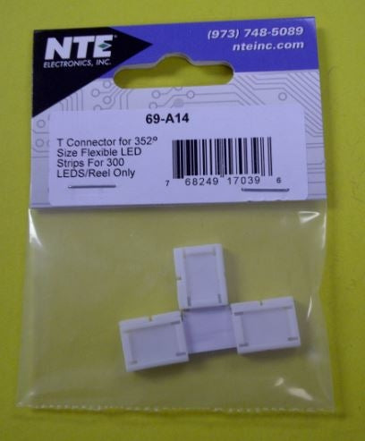 NTE 69-A14 Solid Color "T" Connector for 3528 LED Strips