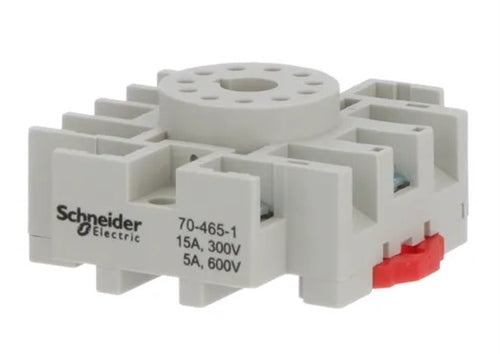 Schneider 70-465-1 Relay Base / Socket 3PDT 11 Pin Octal, DIN Rail or Panel Mount, 15A@300V & 5A@600V, See 70-750D11-1