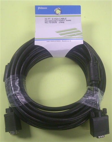 Philmore 70-5028 High Resolution Super VGA (S-Vga) Cable, High Density 15 Pin D-Sub, Male-Female, 25' Length