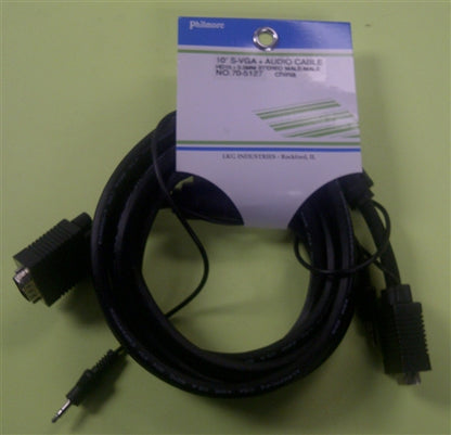 Philmore 70-5127 High Resolution Super VGA (S-Vga) Cable with 3.5mm Audio Plug, HD15 D-Sub, Male-Male, 10' Length