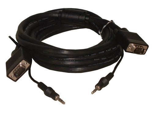 Philmore 70-5329 High Resolution Super VGA (S-Vga) Cable with 3.5mm Audio Plug, HD15 D-Sub, Male-Male, 25' Length