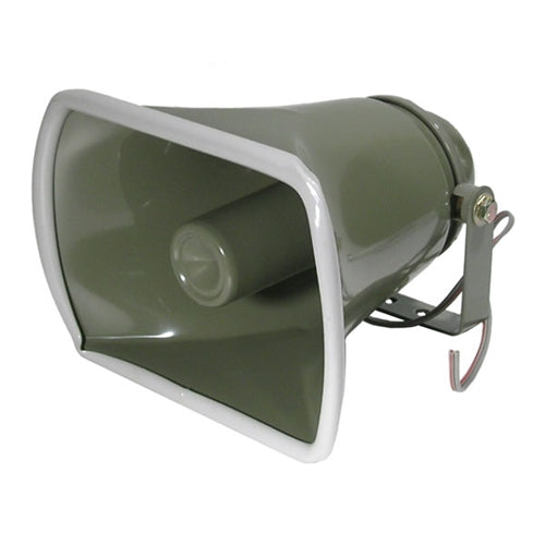 Mode 70-703-1 Green Outdoor Horn Speaker, 8 Ohm @ 15W, 5" x 8" Opening, 12" Wire Leads