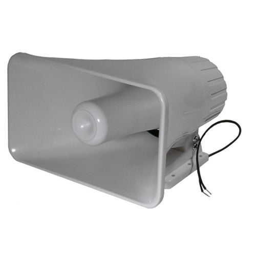 Mode 70-704-1 Outdoor Horn Speaker, 8 Ohm @ 20W, White ABS Plastic, 4.5" x 8" Opening, 12" Wire Leads