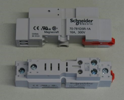 Schneider 70-781D5R-1A Relay Base / Socket SPDT 5 Pin, DIN Rail or Panel Mount, 16A@300V