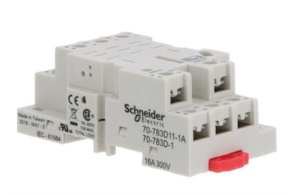 Schneider 70-783D11-1A / 70-783D-1 Relay Base / Socket 11 Pin, DIN Rail or Panel Mount, 16A@300V