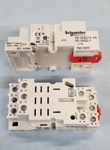 Schneider 70-783D11-1A / 70-783D-1 Relay Base / Socket 11 Pin, DIN Rail or Panel Mount, 16A@300V