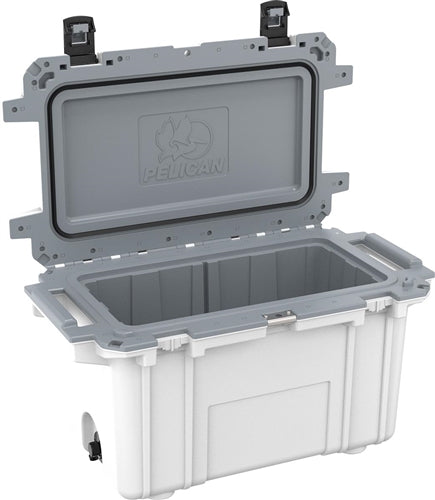 Pelican 70Q-1-WHTGRY Elite Cooler (ID: 23.50"L x 11.00"W x 14.30"D) Volume 70QT, White Gray