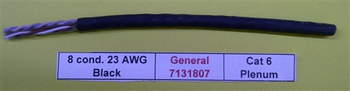 General Cable 7131807 23AWG 8 Conductor (4PR) Solid Unshielded Black PVC Cat6 CMP Plenum FT6 (305M = Full Roll)
