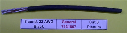 General Cable 7131807 23AWG 8 Conductor (4PR) Solid Unshielded Black PVC Cat6 CMP Plenum FT6 (305M = Full Roll)