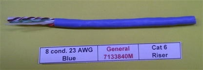 General Cable 7133840M 23AWG 8 Conductor (4PR) Solid Unshielded Blue PVC CMR Cat6 Riser (305M = Full Roll)