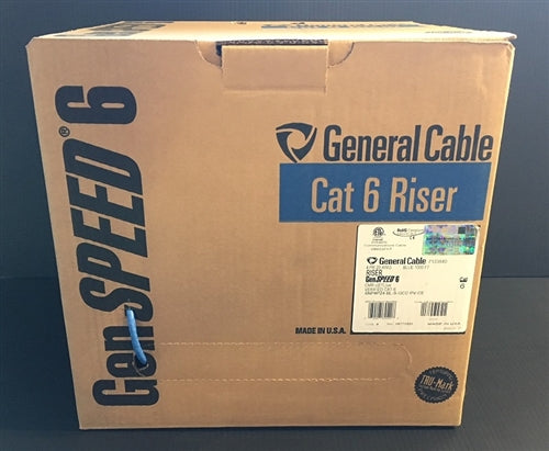 General Cable 7133840M 23AWG 8 Conductor (4PR) Solid Unshielded Blue PVC CMR Cat6 Riser (305M = Full Roll)